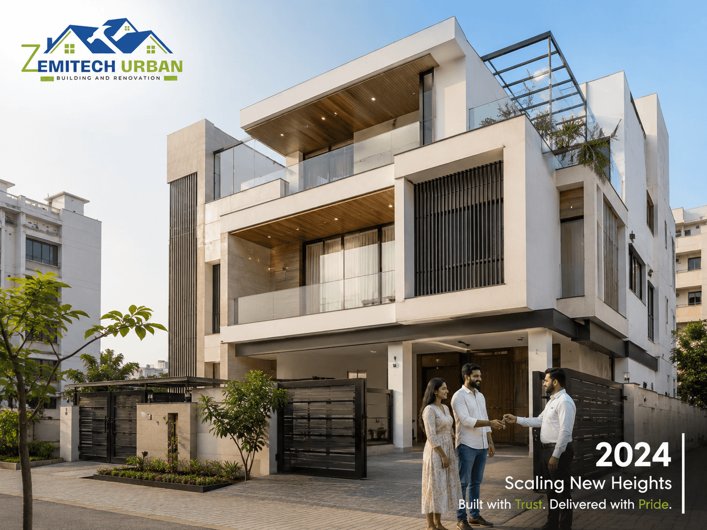 Zemitech Urban team celebrating the 240-plus completed projects milestone